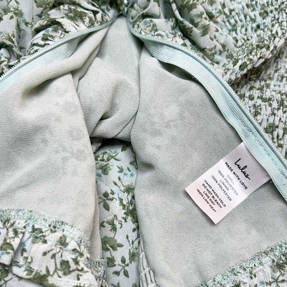 Lulus Sweet Optimism Dusty Sage Floral Print Ruched Long Sleeve Top Size Large - Picture 5 of 8